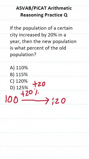 ASVAB/PiCAT Arithmetic Reasoning Practice Test Q: Percent Increase #acetheasvab with #grammarhero