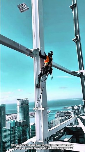 Sky-High Steel Installation Work : Extreme Ironworker Precision at Height