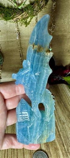 Blue Onyx Dragon Carving on Castle – 6 Inch Tall Sculpture - Etsy