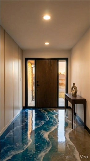 Luxury Entryway Transformation with Ocean Wave Epoxy Floor 😍