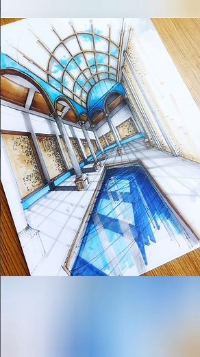 How to draw Arches in Perspective🩵🤎#sketch #perspectivedrawing #architecturedrawing #howtodraw #art