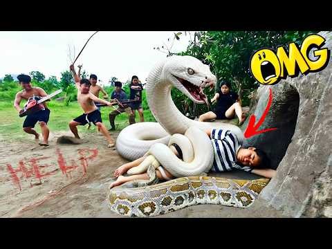 Terrifying! 6 Brave Hunters Confront Giant Python to Rescue Ethnic Girl