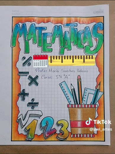 Carátula para Matemáticas #ideascreativas #portadasbonitas #caratulasfaciles #caratulas #ideas