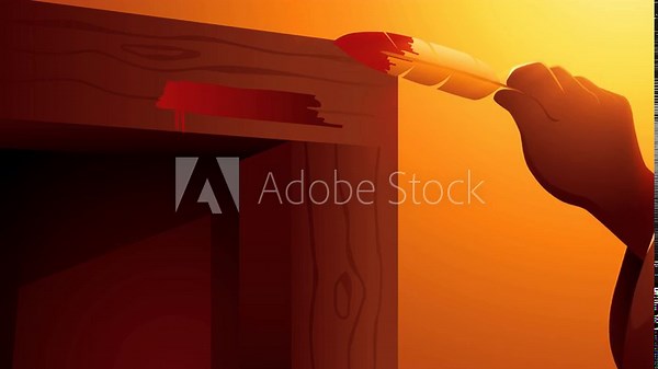 Biblical motion graphic series, the sacred moment when the Israelites marked their lintels during the Passover