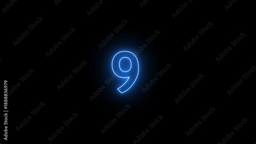 Countdown number sequence for timer and start moment. Numeric countdown for time tracking and event beginning. Digital countdown for race, launch, start and timing control.