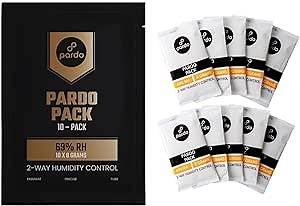 Pardo Humidity Packs 10 Pcs x 8 Grams - Humidor Packets 69% RH 2-Way for Humidity Control, Moisture Packs to Keep Cigars Fresh for Long; 2 Way Humidity Control Packs in Resealable Bag