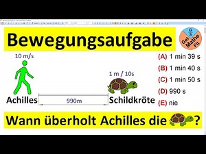 Bewegungsaufgabe | Wann überholt Achilles die Schildkröte? Känguru der Mathematik 2002