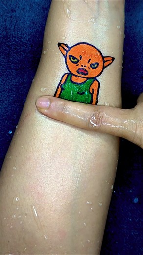 Monaka Alien 👾 Tattoo on Hand by floating pen art sticker #shorts #tattoo #art