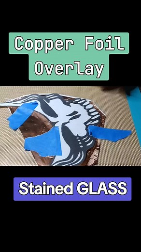 COPPER FOIL Overlay for Stained GLASS! Creating a copper overlay in stained glass involves using thin copper foil to add intricate details and outlines to any of your designs. Here's a brief overview of the process: 1. **Design:** Start with any pattern your heart desires! Identify the areas where you want to incorporate the copper overlay for the added details. 2. **Adding the Copper Foil to prepare Overlay:** Wrap each glass piece with the copper foil and press the foil tightly(do not burnish