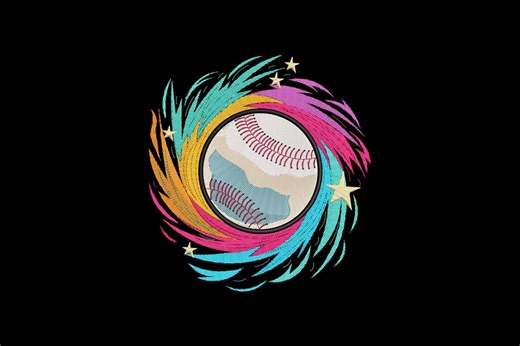 Abstract Baseball Machine Embroidery Design, Colorful Sports Swirl Pattern, Instant Download - Etsy