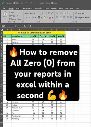 How to Remove All Zero (0) in excel || Excel Tricks #excel #exceltricks #shortvideo #microsoft
