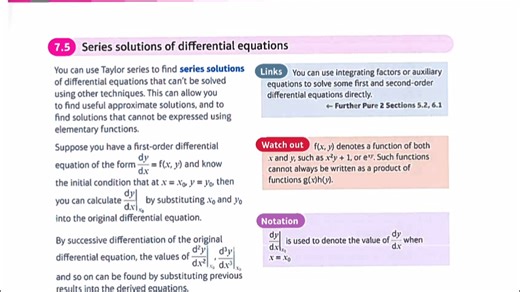 Alevel 数学 Edexcel FP2 Chapter 7.5 Series Solutions of Differential Equation