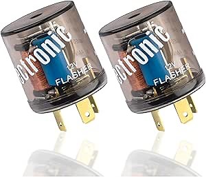 2PCS LED Flasher Relay,12V Heavy Duty LED Turn Signal Relay for Fixing Hyper Flashing Issue,Round Electric LED Flasher Blinker Relay Fits Most Cars Trucks SUVs (3 Pin), 1.91x1.36x1.36 inch