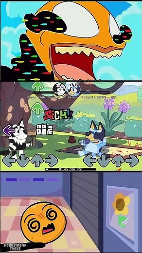 Orange but Gliched Animation Vs Bluey Can Can Mod Friday Night Funkin'