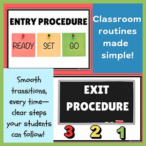 Entry and Exit Procedure Posters | Ready–Set–Go & 3–2–1 | Classroom management