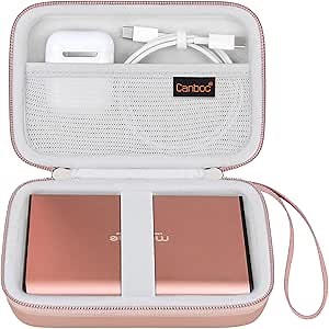 Canboc Hard Carrying Case for Maxone 250GB 320GB 500GB 1TB 2TB Ultra Slim Portable External Hard Drive HDD USB 3.0, Mesh Pocket fits Dongle, Flash Drives, USB Cable, SD Card, Rose Gold