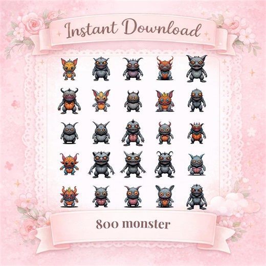 Monster Clipart Bundle PNG SVG PDF Cartoon Monster Digital Download - Etsy