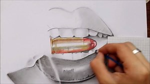 How to draw Realistic Lips  ( smoke ,bullet  ) | 4K Viral | Facebook
