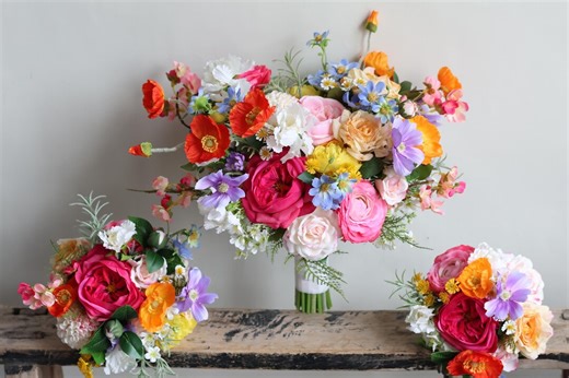 Colorful Wildflower Faux Bridal Bouquet: Spring Summer Wedding - Etsy UK