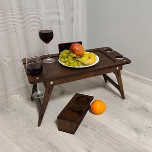 Handcrafted Wooden Breakfast Tray – Folding Serving Tray Table for Bed & Couch - Etsy
