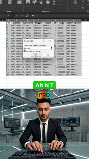 Quick way to format a table in Excel ⚡#excel #shorts