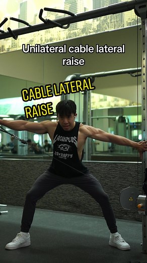 The unilateral cable lateral raise and cable behind the back lateral raise are great exercises for your side delts with their unique set of advantages Performing them unilaterally allows for a greater focus and loading of the movement however the behind-the-back variant is more efficient being bilateral. I recommend incorporating both but if I had to choose — unilateral all the way #fyp #fitness #gym #bodybuilding