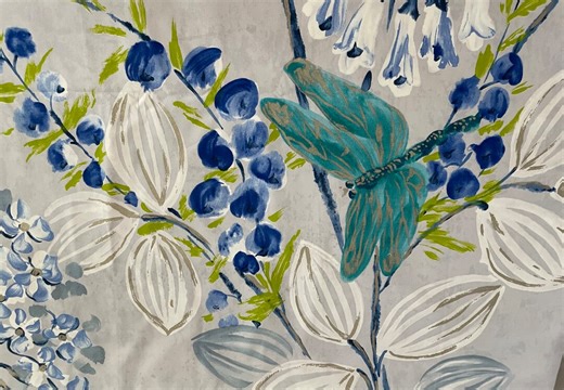 Designers Guild Kimono Blossom Fabric: Sapphire Blue Dragonfly Floral Cotton - Etsy
