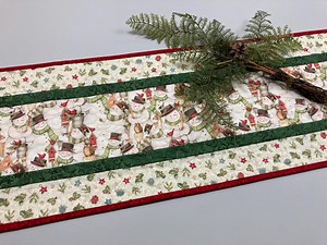 Snowman and Christmas Ornaments Dining Coffee Table Runner, 13x48" Quilted Winter Holiday, Children Woodland Animals Handmade Whimsical Fun - Etsy