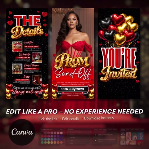 Prom Party Invitation, Digital Blue Prom Send Off Invite, Animated Graduation Boys Evite, Photo Video Prom Template, Editable eCard