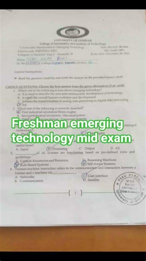 freshman emerging technology mid exam