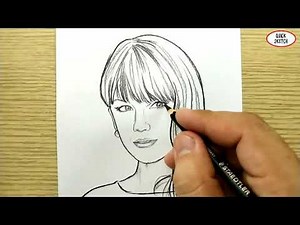 VERY EASY, how to draw taylor swift / quick sketch