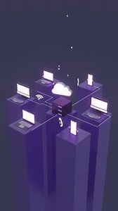 Cloud Computing Technology, Cloud Storage Concepts Animation In Vertical Video Format.