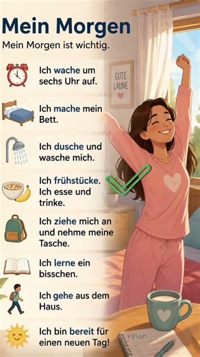 Simple German Morning Routine for Beginners 🇩🇪 #deutsch #germany #learning