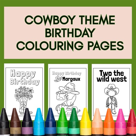 Editable Cowboy Birthday Coloring Book, Wild West Party Activity, Personalized Kids Coloring Sheets Instant Download - Etsy