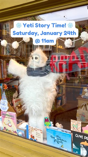 ❄️ It’s Yeti Story Time! ❄️ A very special guest is coming to Green Bean Books: a live YETI! Join us Saturday, January 24th, at 11am for yeti stories and yeti songs! Attendees will have the opportunity to meet a Yeti and get their pictures taken with them! Get ready for the Yeti! We’ll see you soon! 😊✨ #GreenBeanBooks #bookstore #childrensbooks #portlandoregon | Green Bean Books