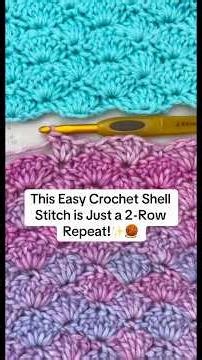 Easy Shell Stitch Crochet 🧶 Pretty 2-Row Repeat Crochet Stitch! Quick and Easy Crochet Tutorial