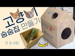 DIY cat hideaway that anyone can easily make using recycled boxes