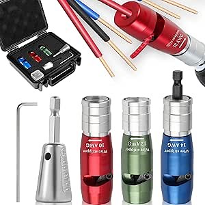 Wire Stripper for Drill, 2025 Upgraded Wire Stripping Tool & Wire Twisting Connector for 10-12-14 AWG, 4 In 1Professional Electrician Quickly Wire Stripper Tool Wire Nut Twister (4Pcs-Wire Stripper)