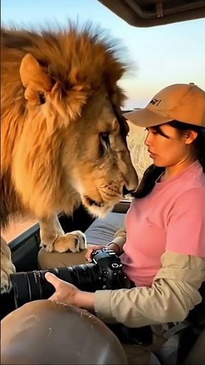 “Close Encounter: Wild Lion Climbs Jeep During Safari | Real Wildlife Moment”