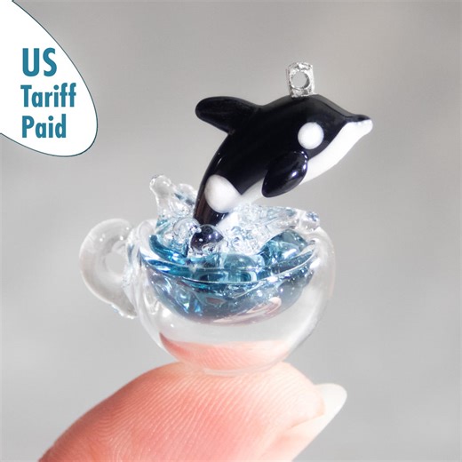 Blown Glass Orca Necklace: Ocean Wave Pendant, Sculptural Art Jewelry - Etsy