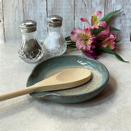 Handcrafted Pottery Spoon Rest, Artisan Ceramic Utensil Holder, Modern Rustic Kitchen Decor - Etsy