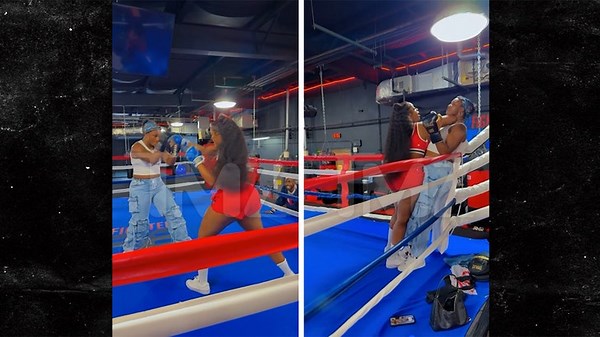 Claressa Shields Training with Diamond the Body For Reunion Fights