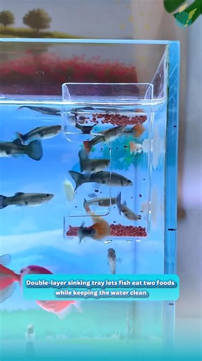 Double-layer sinking tray lets fish eat two foods while keeping the water clean