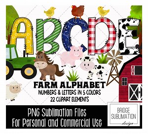 Farm Doodle Alphabet Bundle, Farm Animal PNG Letters, Numbers & Accessories, Farm Sublimation Design, Hand Drawn Letters PNG, Commercial Use - Etsy
