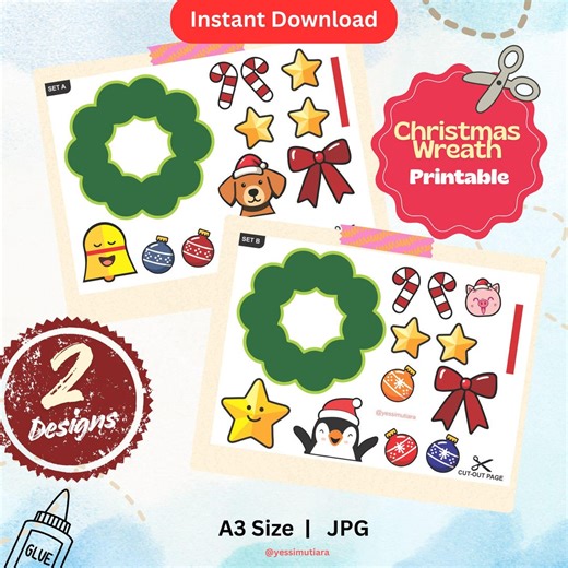 Christmas Wreath Printable: Kids Craft Activity (A3) - Etsy UK