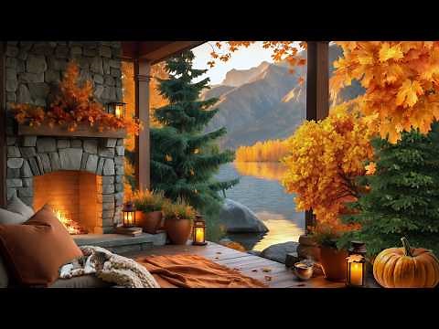 Cozy Fall Morning on a Lake Porch 🍂 Nature Sounds & Relaxing Ambience