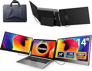 Laptop Screen Extender, 14" Triple Portable Monitor for Laptop, 1080P FHD Screen Extender Monitors for 13"-16.5", Plug & Play, Monitor Extender for MacOS/Wins/Chrome/Dex