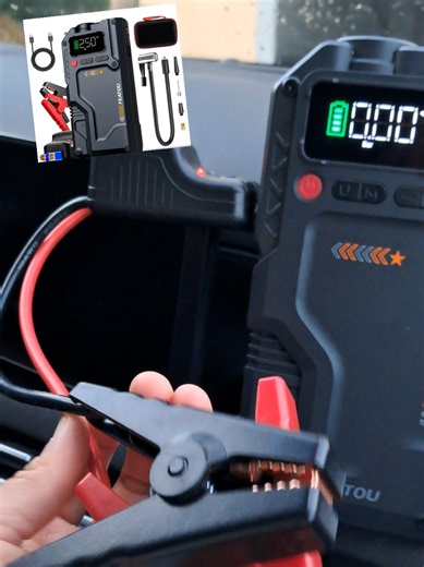 Démarreur de voiture portable et compresseur d'air, kit de démarrage de batterie de voiture 150 PS (essence 8,5 L / diesel 7,0 L), booster de batterie 12 V pour voiture, câble de démarrage de batterie, grand écran LCD. #démarrageurdevoiture #compresseuredair #bonplantiktokshop #tiktokshopfrance #ouvretesoffres
