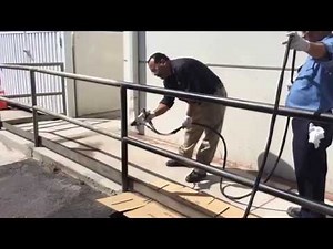 Ecoquip blast with Wagner GM5000 electrostatic spraying without any masking tape!