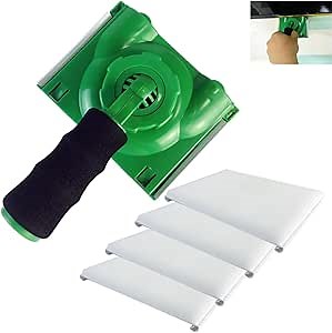 Paint Edge Trimmer Plus 4 Replace Pads | Corner Walls & Ceilings Pad Painter | Edge Painting Tool with Pad Refills | Paint Edger for Wall Painting | Paint Pad Applicator（Green）
